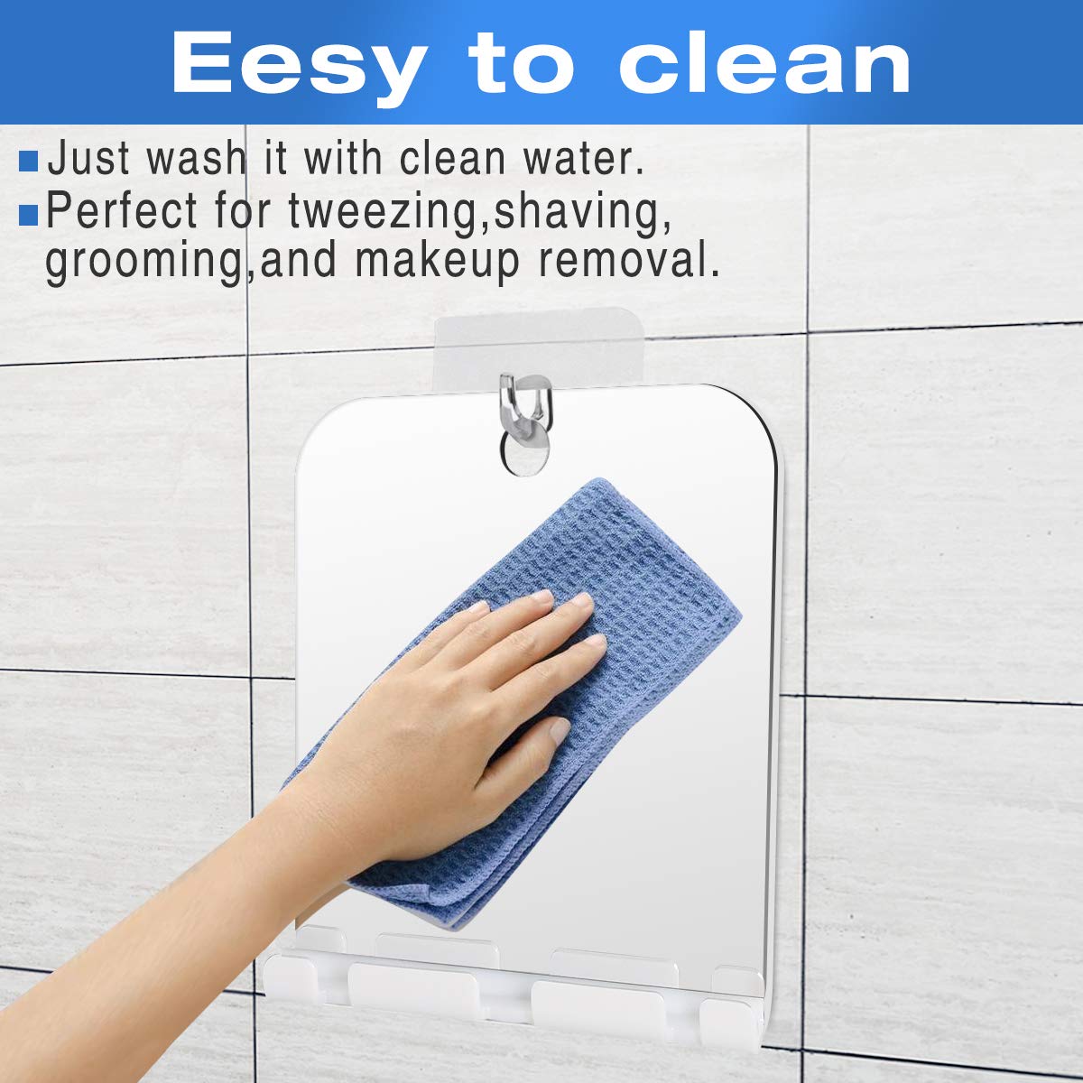 Fogless Shower Mirror, Anti Fog With Shaver holder square Bathroom Shaving Mirror, Fog-Free Wall Hanging Mirror for Bathroom Home Traveling : Beauty