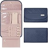 TBTOTRA Travel Jewelry Organizer Box, Foldable Travel Case for Earrings, Necklaces, Rings, Bracelets, Greyblue