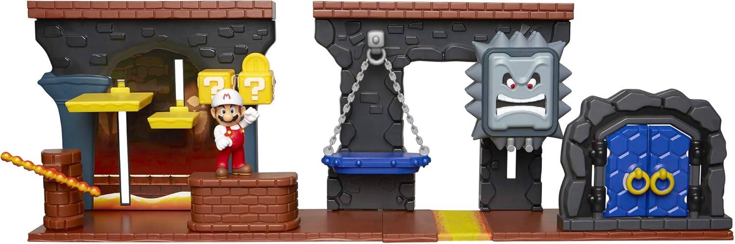 Nintendo SUPER MARIO Dungeon Deluxe Play Set including 2.5” Fire Mario Action Figure & 7 Interactive Environment Pieces - Image 5