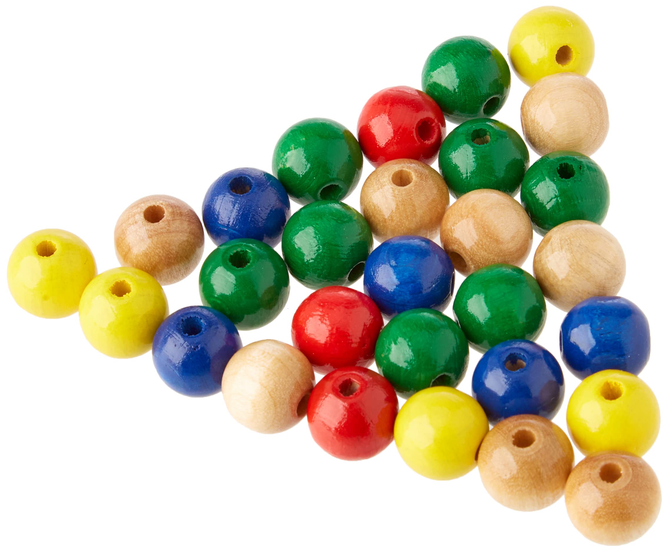 Glorex Wood Bead 28ST Colourful Mix Wooden, Multicolor, 11 x 8.5 x 1 cm