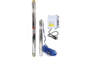 iMeshbean® Submersible Well Pump, 2" Deep Well Pump Stainless Steel with 50' Power Cord, Heavy Duty (2"-3/4HP-AC 110V + Control Box)