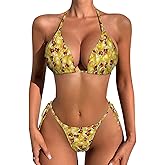 Bikini Set for Women Two Piece Swimsuits V Neck Halter String Triangle Bathing Suits