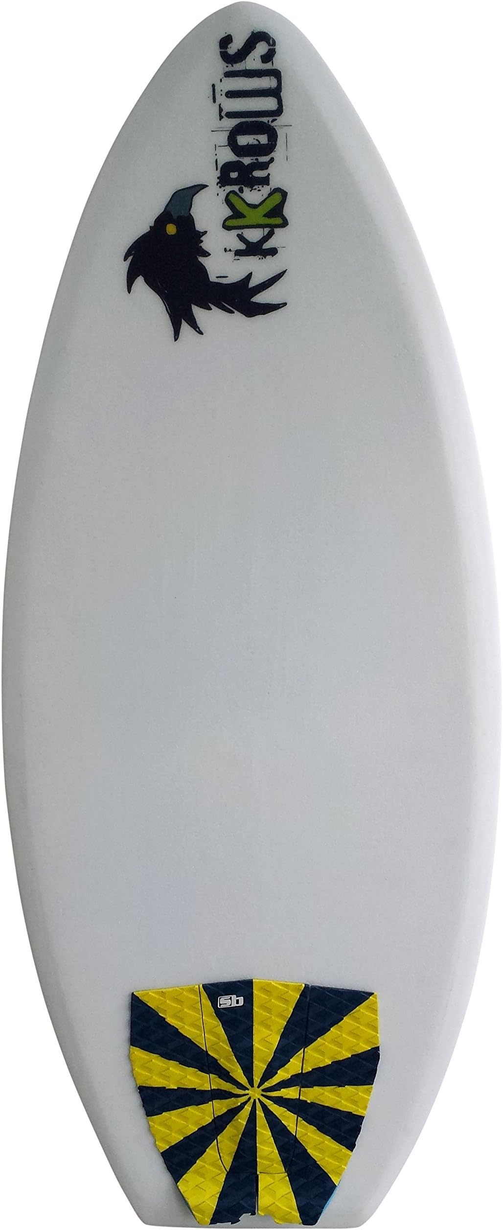 kKrows 5 Fin Wakesurf Skimboard, White, 4.6-Feet