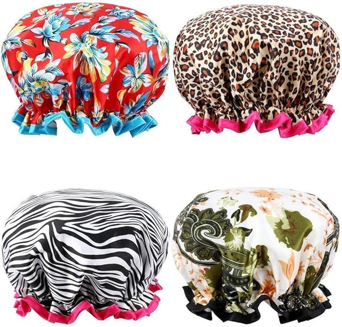 Shower Caps for Women,4pcs Extra Large Bath Caps Perfect for Hair