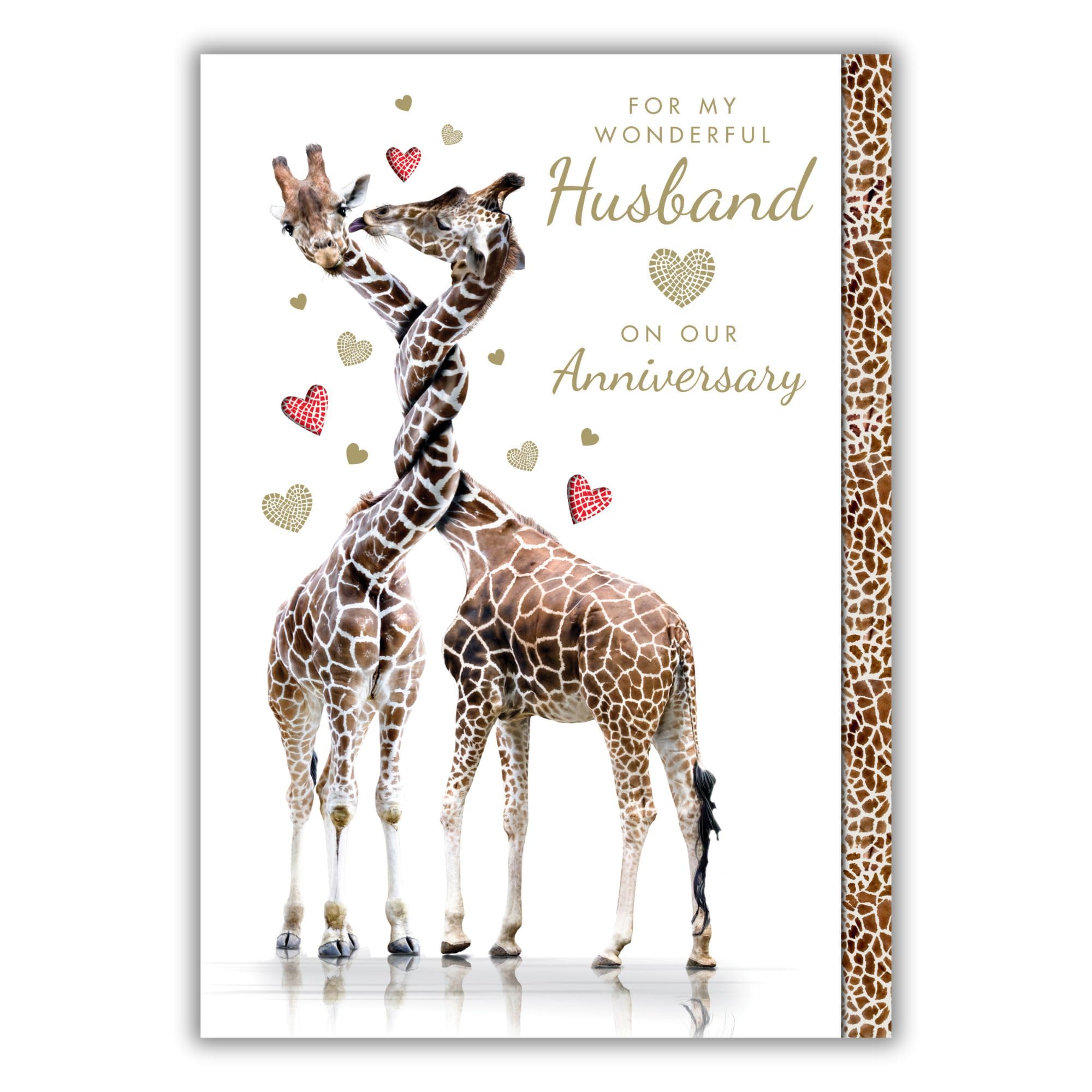Greeting Card (NQ-DS503) - Husband Anniversary - Twisted Giraffes - Foil Finish