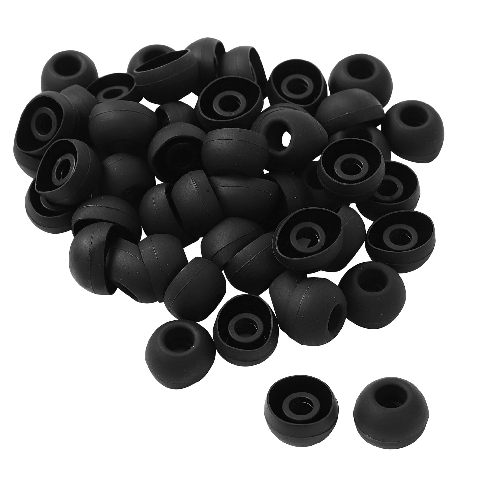 sourcingmap 50 Pcs Silicone Replacement Ear Tips, Portable 13 x 8mm Ear Bud Tips for Earphone Headsets Accessories, 5mm Inner Hole Headphone Earpad Covers for Fit Most in-Ear Earbuds, Black