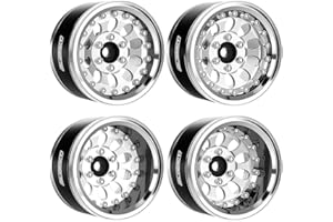 GLOBACT Aluminum 1.9 Inch Beadlock Wheels Adjustable Offset for 1/10 TRX4 TRX6 Axial SCX10 I II III 90046 AXI03007 Redcat GEN7 GEN8 RC Crawler (4Pcs Silver)