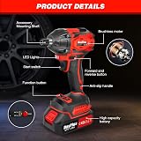 Qimu 21V Cordless Impact Wrench 1/2 Inch 450N.m Brushless with 1.5Ah Battery 14 view 9