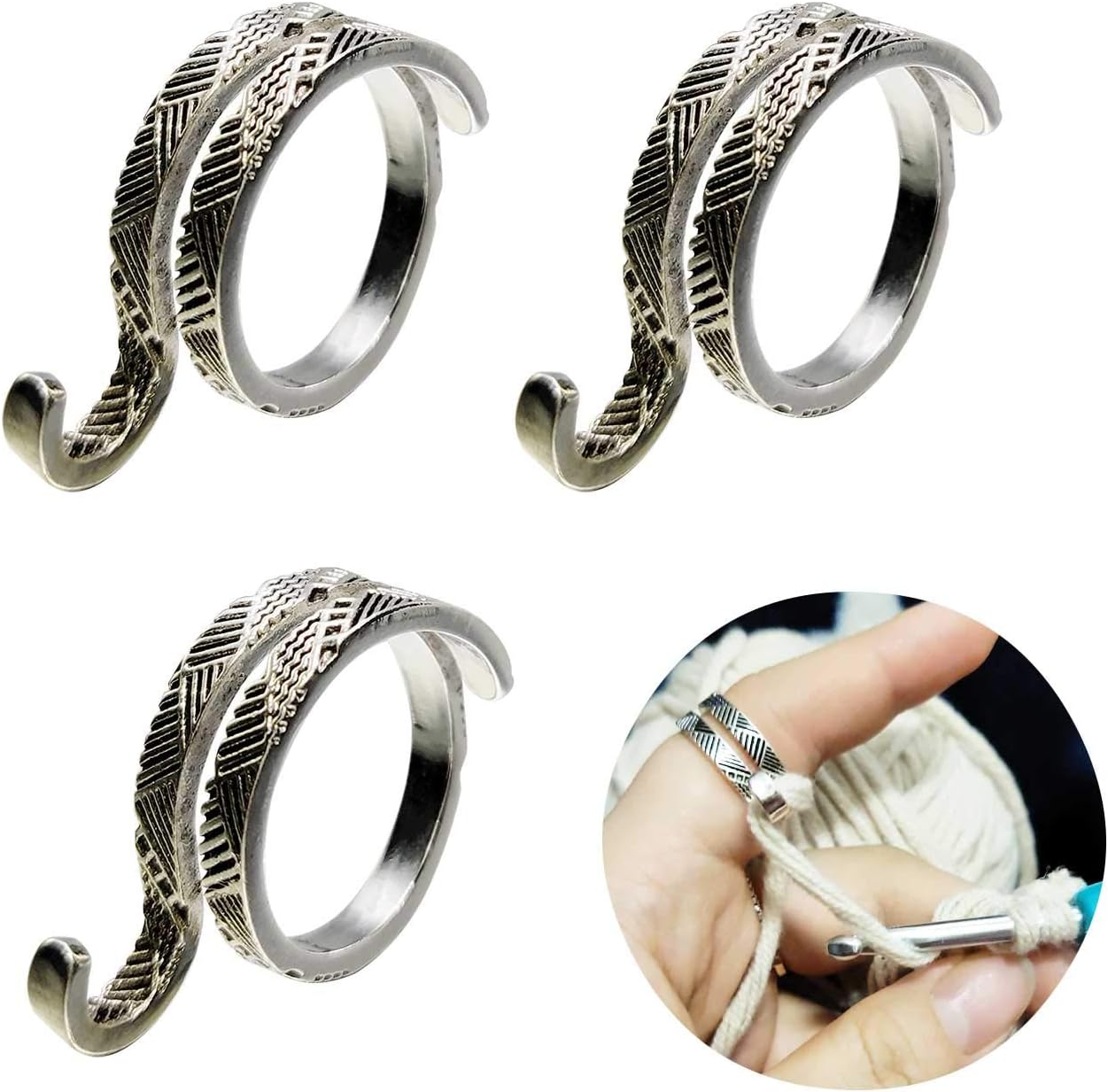 Amoco 3PCS Adjustable Knitting Loop Crochet Loop Ring