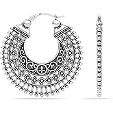 LeCalla 925 Sterling Silver Chunky Hoop Earrings for Jewelry Gifts | Hypoallergenic Medium & Large Click-Top Italian Earring Hoops for Women