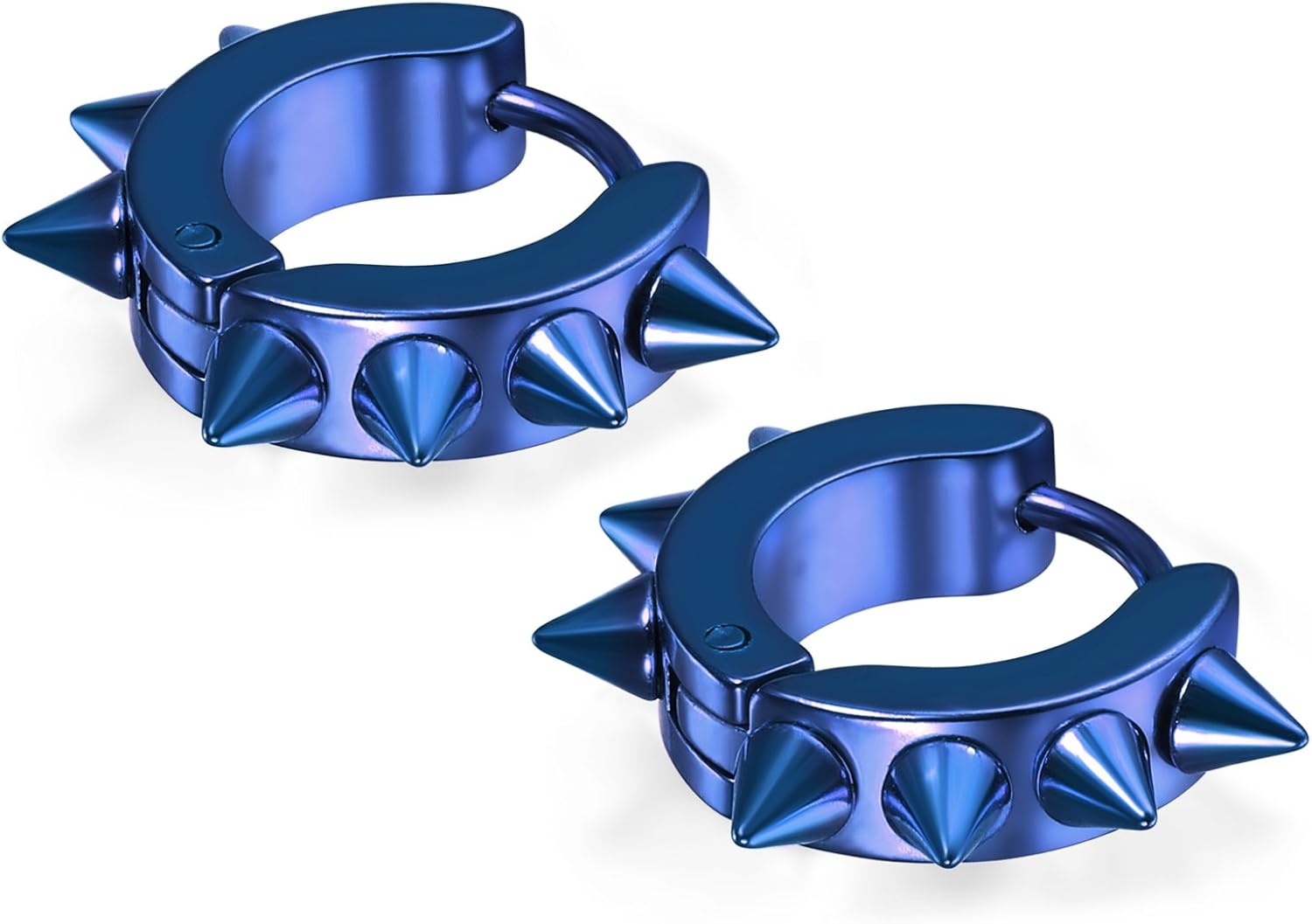 Flongo Punk Rock Rivet Earrings, Stainless Steel Unisex Hip Hop Earrings, 1-3 Pairs, Christmas Gift blue