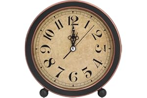 Analog Vintage Alarm Clock, Silent Small Bedside Desk Clock Battery Operated for Table Living Room Decor Shelf Gift Clock