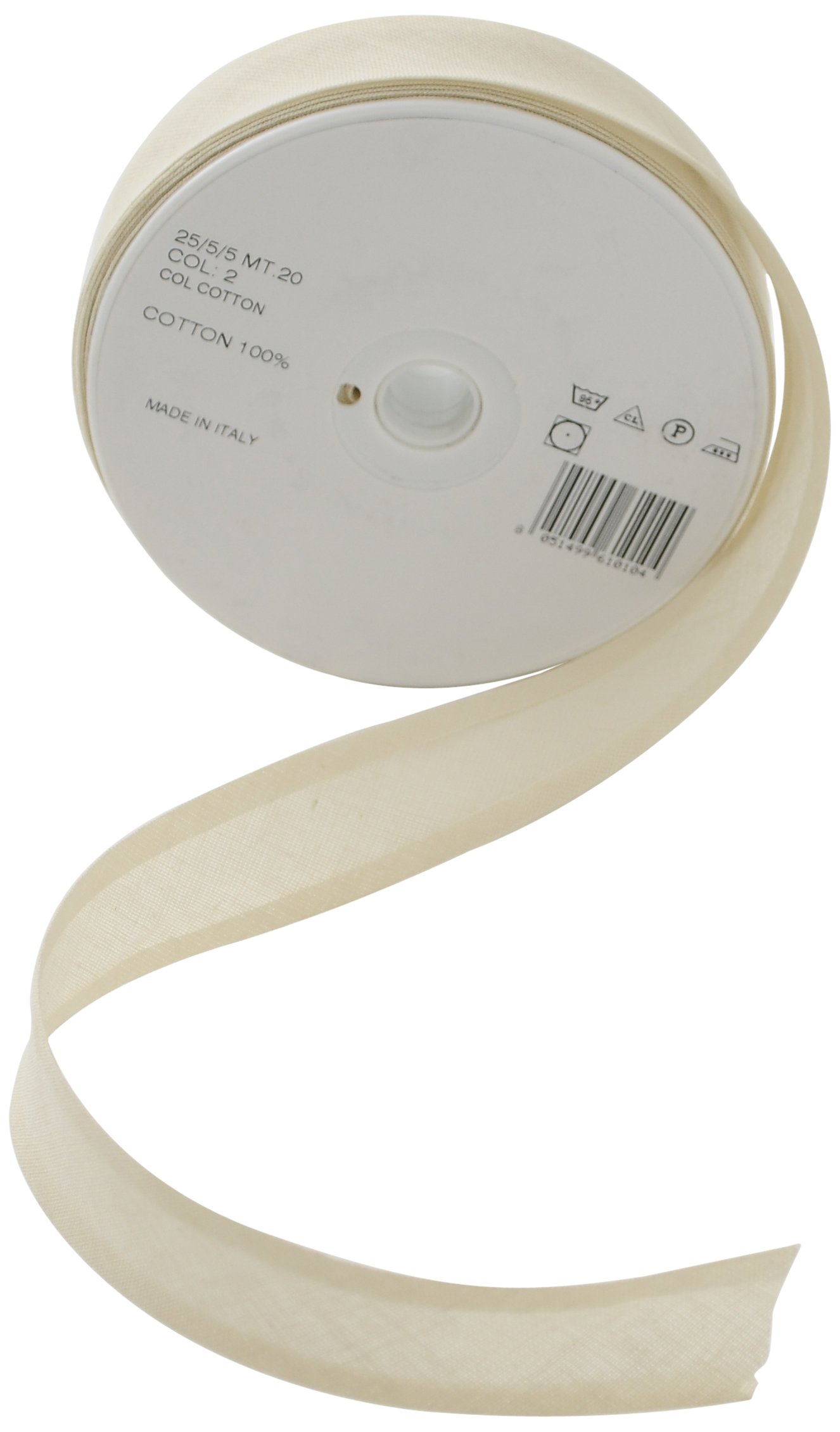 Trimz 25/5/5 mm Cotton Bias Binding, Ivory 2 – Double‑Fold Sewing Tape for Quilting, Dressmaking & DIY Crafts