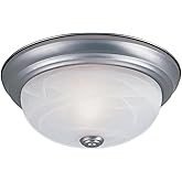 Designers Fountain 13 in 3-Light Flush Mount Ceiling Light, Pewter with Alabaster Glass Shade, 1257M-PW-AL