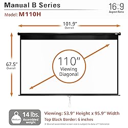 Elite Screens Manual B 110-INCH Manual Pull Down
