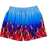 DIOTSR Mens Flame Graphic Basketball Shorts Cool Retro Running Athletic Shorts Drawstring Waist Casual Track Shorts