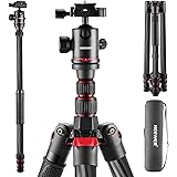 NEEWER Upgraded 80.7" Carbon Fiber Camera Tripod Monopod with Telescopic 2 Section Center Axes, 360° Panorama Ballhead, Arca