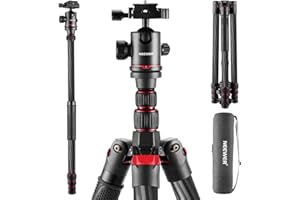 NEEWER Upgraded 80.7" Carbon Fiber Camera Tripod Monopod with Telescopic 2 Section Center Axes, 360° Panorama Ballhead, 1/4" 