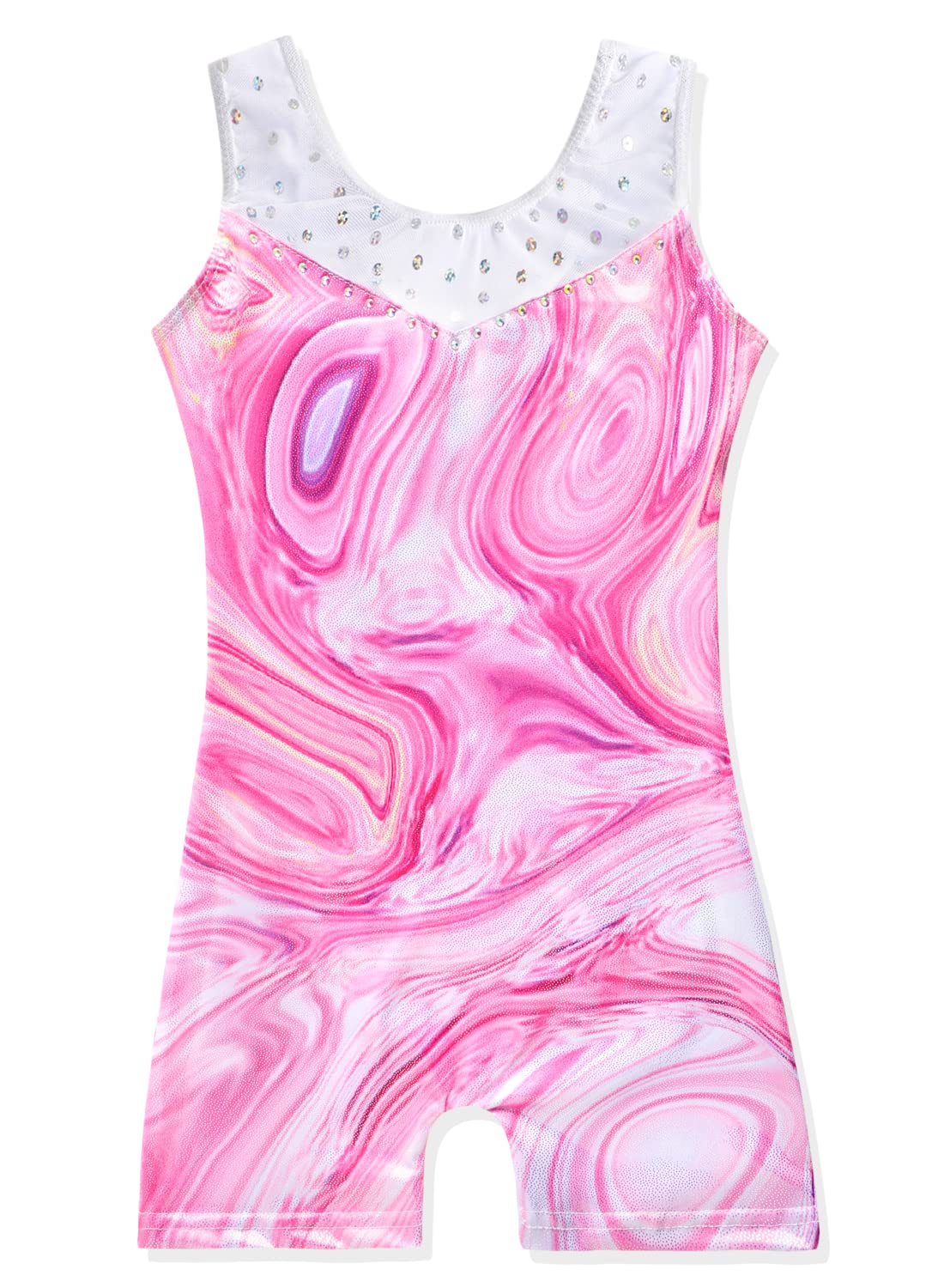 Photo 1 of Leotards for Girls Gymnastics Unicorn Athletic Dance Wear Shiny Rainbow Blue Hotpink (Pink, 7-8 Years)
