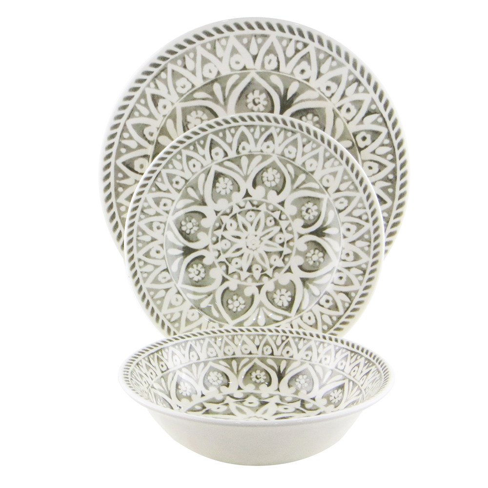 Melamine Dinnerware Dishes Sets of Oriental Patterns,12pcs Indoor and