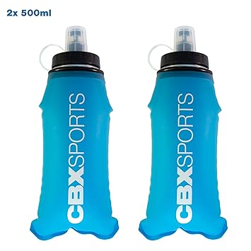 Trinkflasche 500 ml von CBX Sports | Faltbare und auslaufsichere Wasserflasche | Laufausrüstung für Joggen, Trailrunning, Tre