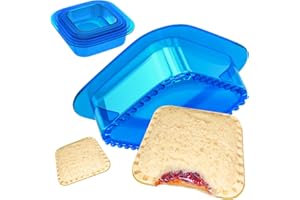 HiYZ Square Sandwich Cutter and Sealer, 5 PCS Decruster Sandwich Press Maker, Peanut Butter and Jelly Crustless Sandwich Cutters for Kids Lunch Cookie Cutter for Children