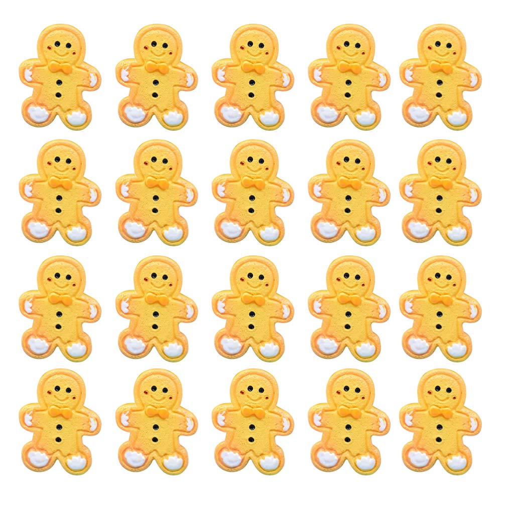 NUOBESTY 20pcs Mini Fake Gingerbread Man Resin Gingerbread Man Confetti Sprinkle Xmas Gingerbread Ornament DIY Christmas Garland Supplies