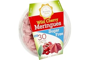 Krunchy Melts Original Sugar Free Meringue Cookies - Sugar Free Wild Cherry Flavor - Only 30 Calories Per Serving - Fat Free, Gluten Free, Dairy Free - Keto Friendly - Zero Net Carbs (2 Oz)