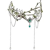 MOSTORY Woodland Elf Crown for Women - Medieval Elf Headpiece with Tassel for Renaissance Renfaire Fae Cosplay Viking Outfit