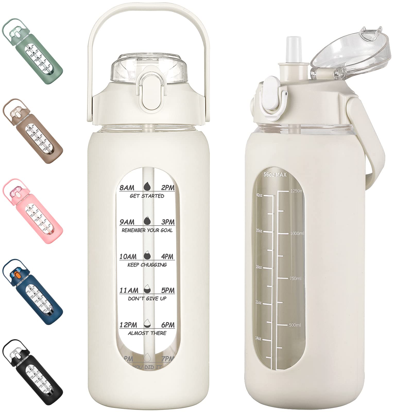 kytffu 56oz Glass Water Bottles with