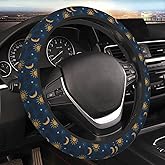 Elastic Stars Sun Moon Navy Boho Car Steering Wheel Cover Protector Upgrade Thicken,Durable Soft Car Accessories for Diverse Cars Truck SUV for Men Women Universal 15 Inch
