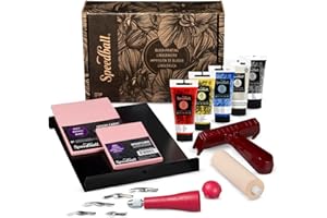 Speedball Deluxe Block Printing Kit - Includes Inks, Brayer, Bench Hook, Lino Handle and Cutters, Speedy-Carve Block, Mounted Linoleum Block (3472)