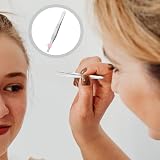 Lurrose 24pcs Flat Tip Tweezers Silver Stainless Steel Eyebrow Tweezer Hair view 5
