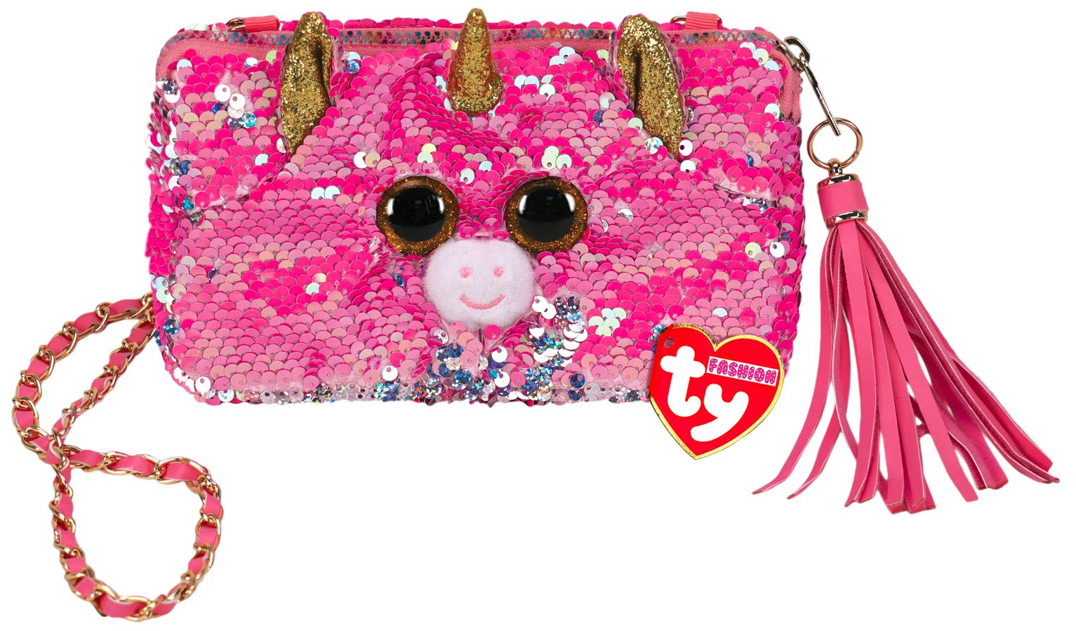 TY Pochette Carrée Peluche sequins 15cm - Fantasia la licorne, Unisex Kids’ sequin, multicolour, SMALL