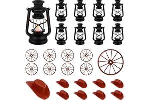 24 Pcs Western Party Decorations Mini Cowboy Hats Wagon Wheel Tiny lanterns Cowboy Theme Party Decor Western Table Centerpiec