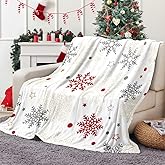 Galoker Christmas Throw Blanket Snowflake Couch Blanket Super Soft Flannel Throw Blanket Winter Plush Fuzzy Warm Bed Blanket Christmas Holiday Decor for Couch Bed 50"X60"