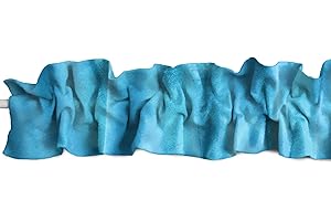 Zen Creative Designs Shiny Satin Sleeve Topper Window Valance Top Bottom Ruffle Home Décor Bedroom Nursery Kitchen Window (120" Wide x 9" Tall, Turquoise)