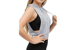 Ecolala Girls Tank Tops Sleeveless Hooded Pullover Workout Crop Top Open Side Athletic Summer Shirts