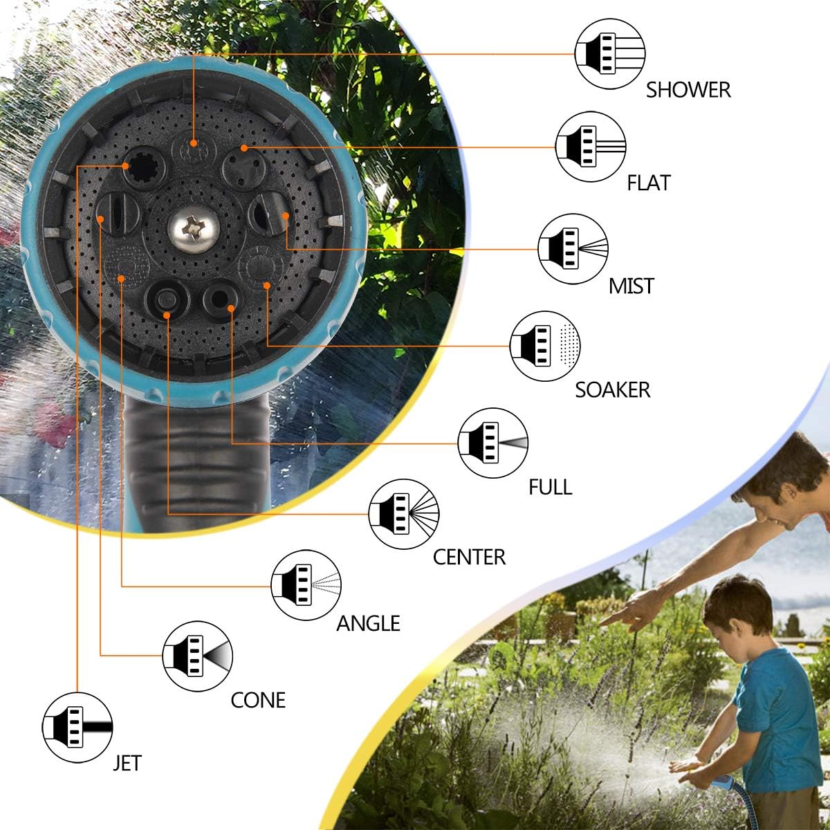 Gardguard 50ft Expandable Garden Hose: Water Hose with 9 Function Nozzle and Durable 3-Layers Latex, Flexible Water Hose with Solid Brass Fittings, Best Choice for Watering and Washing: Home Improvement