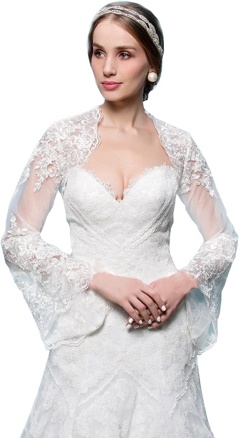 EllieHouse Women's Long Sleeve Bohemian Bolero Jacket Wedding Bridal Wraps WJ54