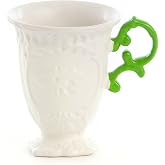 Seletti I‐Wares Mug, Porcelain, White/Green, 10 cm Diameter, 11.5 cm Height