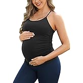 ATTRACO Women's Maternity Tank Tops with Built in Bra Seamless Y Back Side Ruched Pregnancy Tank Top
