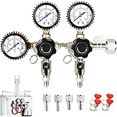 Dbgogo Kegerator Co2 Regulator CGA-320 Dual Output Beer Keg Regulator | No Leakage, O.D 1/4'' &amp; 5/16'' Quick Disconnect, Pressure Relief Valve, Rubber Protective Cover Co2 Tank Regulator for Keg