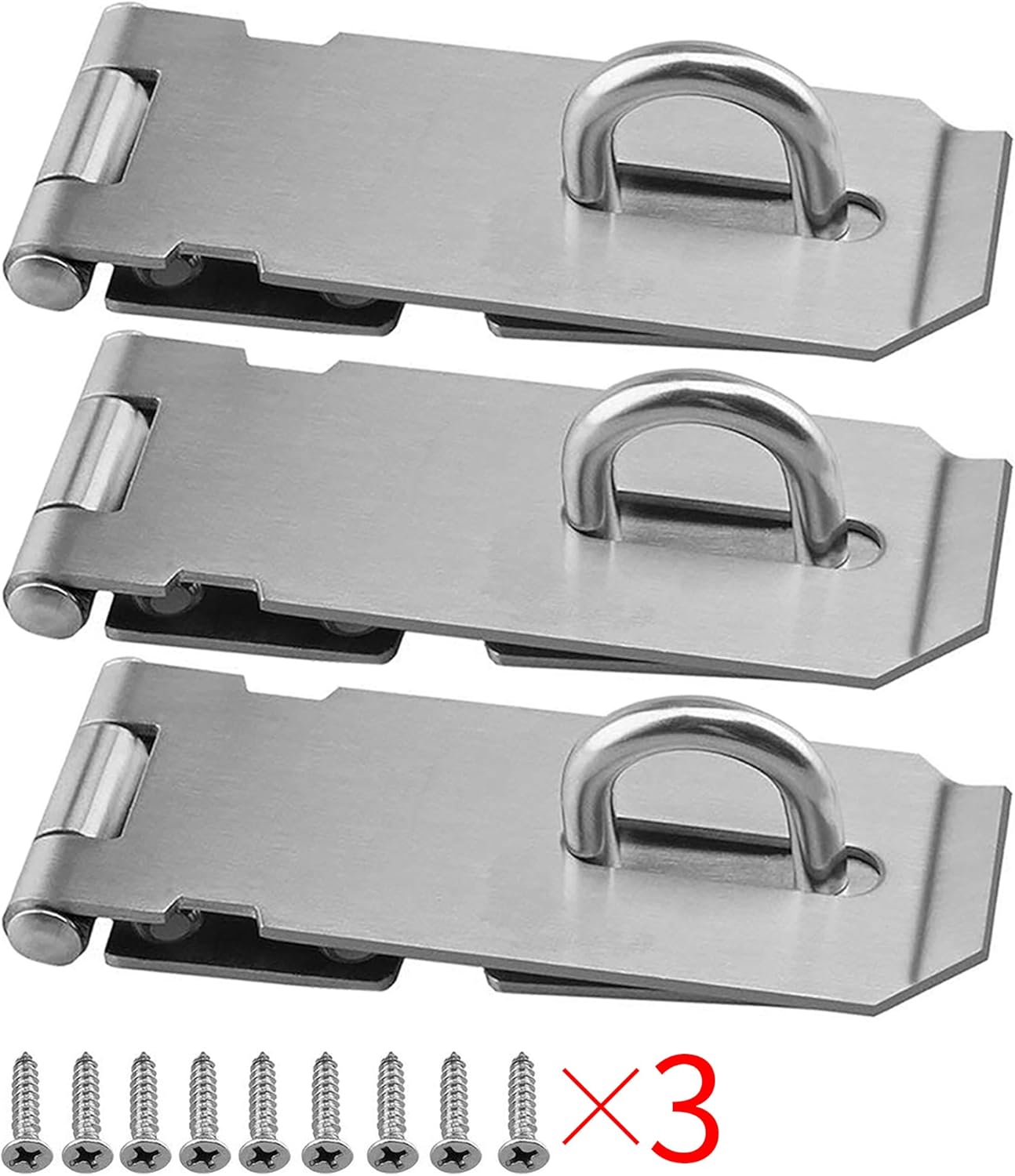 Padlock Hasp 4.2 Inch Safety Door Bolt Gate Latches Padlock Hasp Stainless Steel Brushed Finish Door Buckle Clasp, 2 Pack (2Pack) - - 