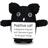 Valentines Day Gifts for Teen Girls Boys Women Men, Black Cat Emotional Support Crochet, Positive Crochet Black Cat Gifts, Birthday Gift for Women Men Friends, Easter Basket Stuffers for Son Daughter