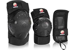 ANERTE Knee Pads for Adult/Child Elbow Pads Wrist Guards 3 in 1 Protective Gear Set for Multi Sports Skateboarding Inline Cycling Biking Rollerblading Scooter Riding Sports