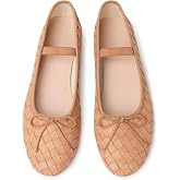LUXMUWA Womens Woven Ballet Flats Lady Mary Jane Flats Ballerina Shoes | Bow Round Toe Slip on Elastic Strap Fashion Cute Comfortable Low Heel Dress Shoes bowknot elegant lightweight