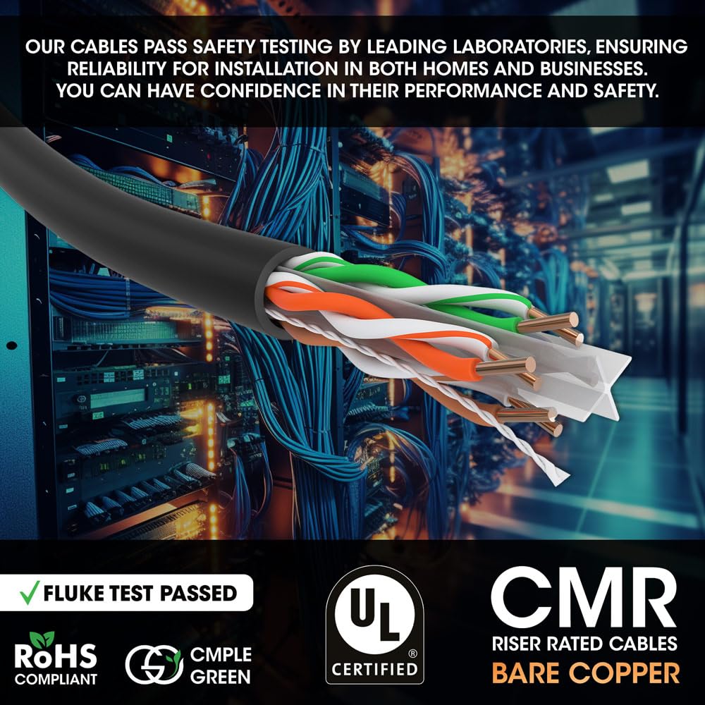 Mua Cmple - Cat 6 Cable 1000ft, 23 AWG Bare Copper Wire CMR Riser Cat6 ...