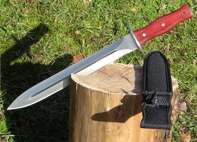 Maximtac XL Jagdmesser mit feststehender Full-Tang Klinge, länge 405mm Dolch-Form Hirschfänger Saufänger mit Blutrinne, Holzg
