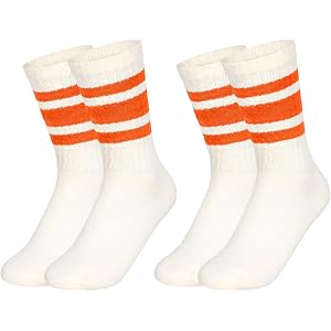 2 Pairs Striped Socks Retro Striped Style Crew Socks Soft Breathable Ankle Socks Fits US Women Size 9-12